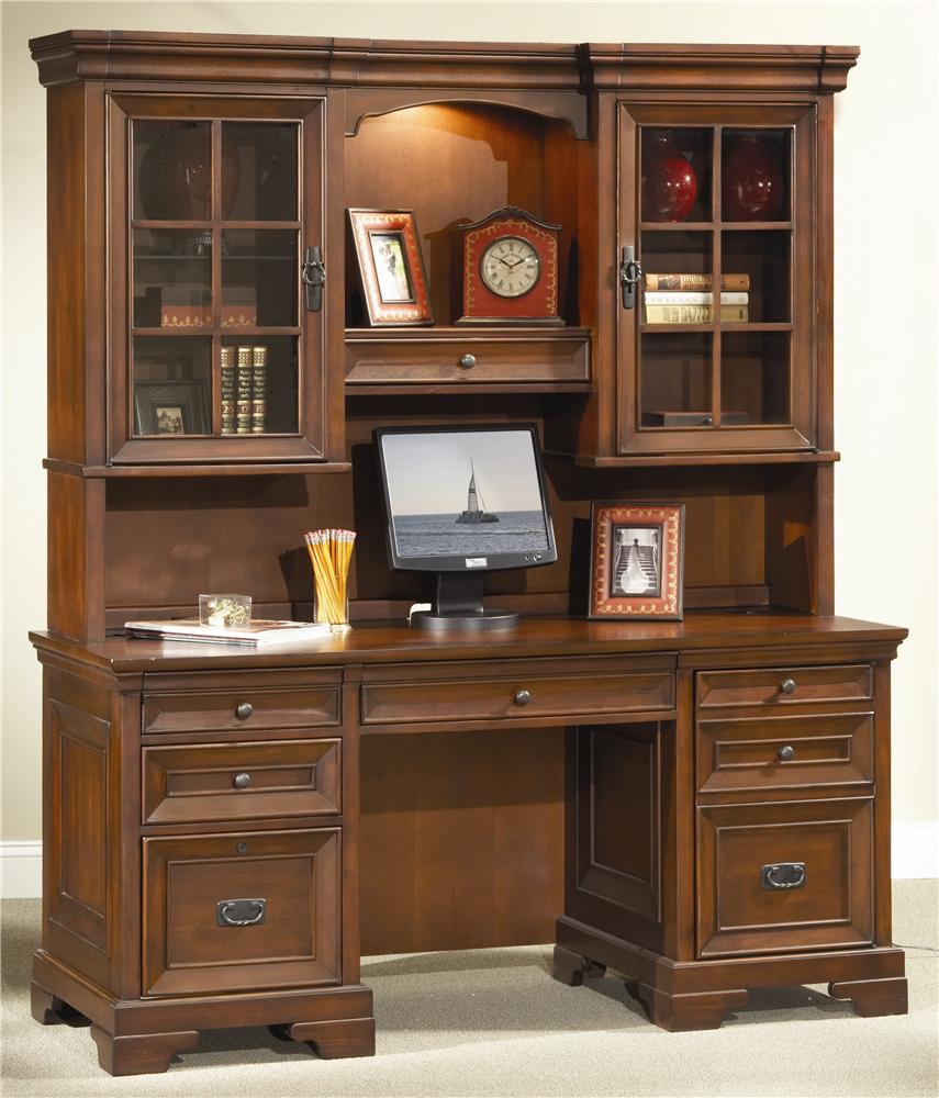 Aspenhome Richmond 66 Inch Credenza Desk and Hutch Belfort Furniture